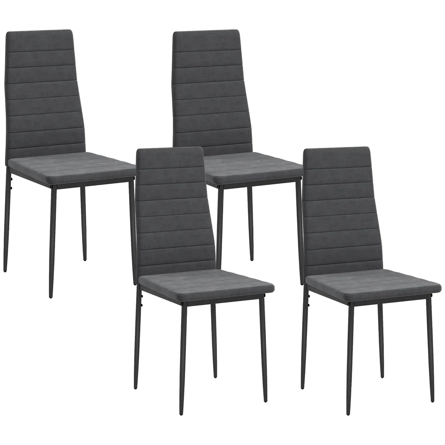Modern Dining Chairs, Set of 4, High Back Upholstery, Metal Legs, Grey Dining Chairs Grey at Gallery Canada