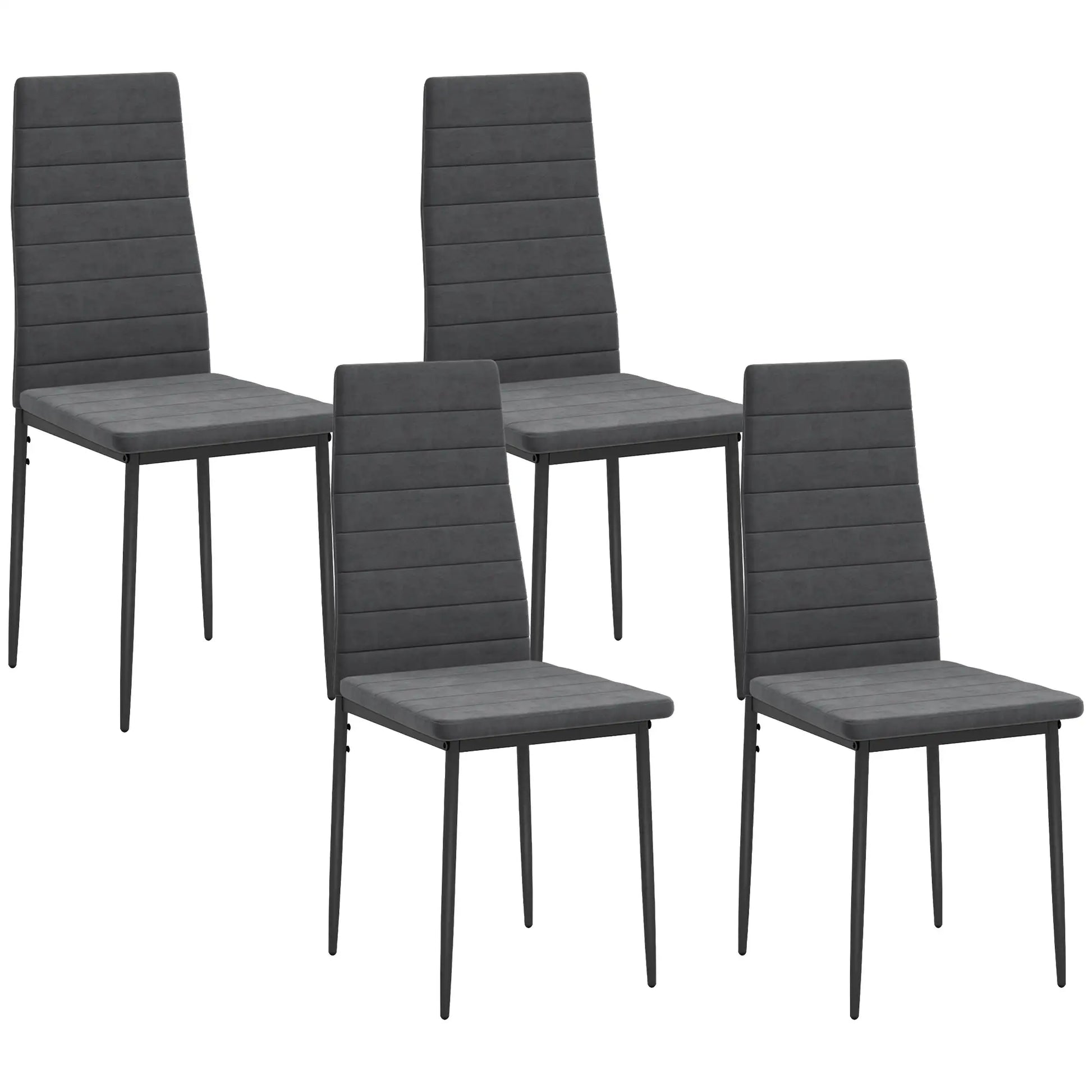 Modern Dining Chairs, Set of 4, High Back Upholstery, Metal Legs, Grey Dining Chairs Grey at Gallery Canada
