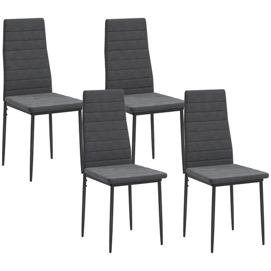 Modern Dining Chairs, Set of 4, High Back Upholstery, Metal Legs, Grey Dining Chairs Grey at Gallery Canada