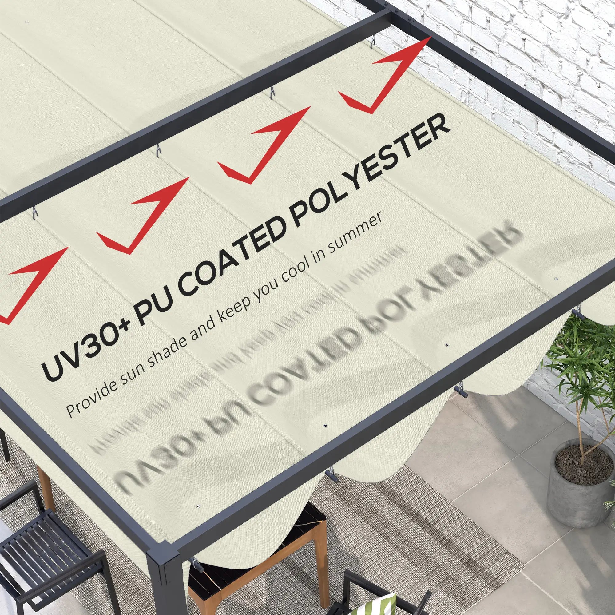 Retractable Pergola Canopy, 10' x 7' Sun Shade, UV30+, Cream White Gazebo Canopy Replacement at Gallery Canada