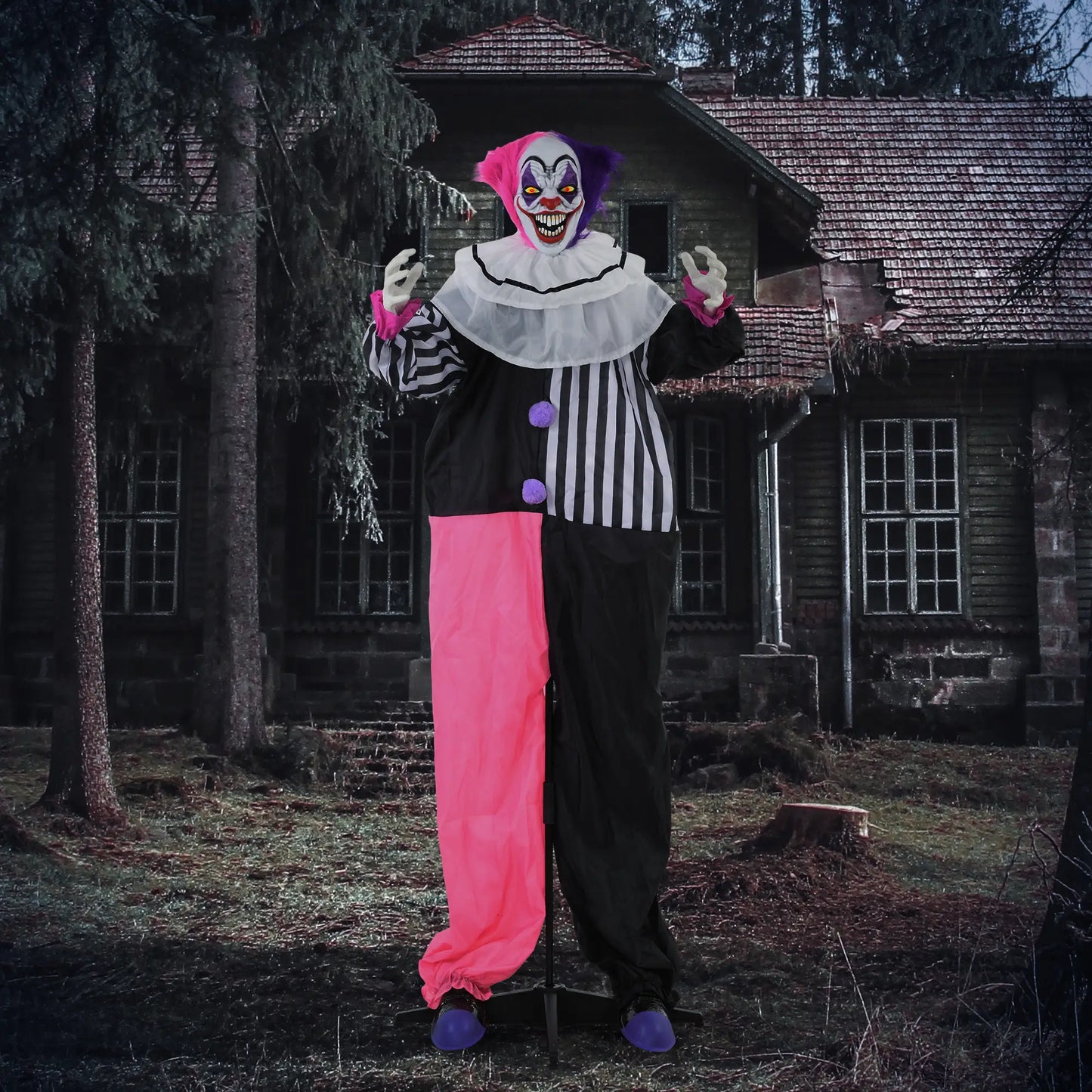 5.7Ft Animated Halloween Clown, Sound Activated, Light Up Eyes Halloween Decorations at Gallery Canada