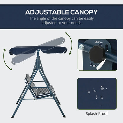 3-Seater Outdoor Porch Swing, Adjustable Canopy, and White, Blue Patio Swings with Stand at Gallery Canada