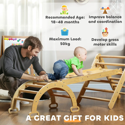 5 in 1 Pikler Triangle Set, Ladder, Ramp, Arch, 18-48 Months, Nature Wood Baby Gym & Playmats at Gallery Canada