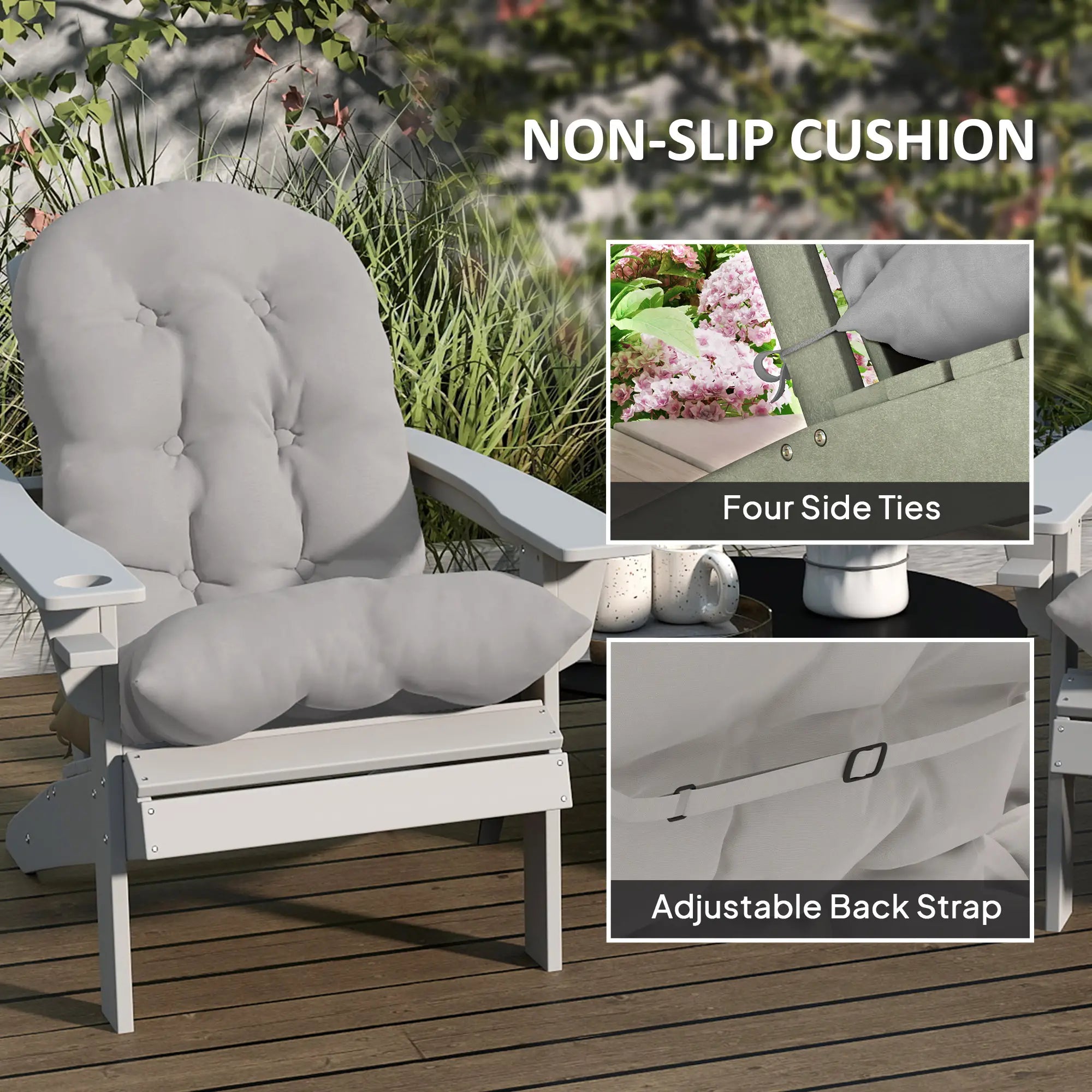 Adirondack Chair Cushions, Set of 2, Light Grey Patio Chair Cushions at Gallery Canada