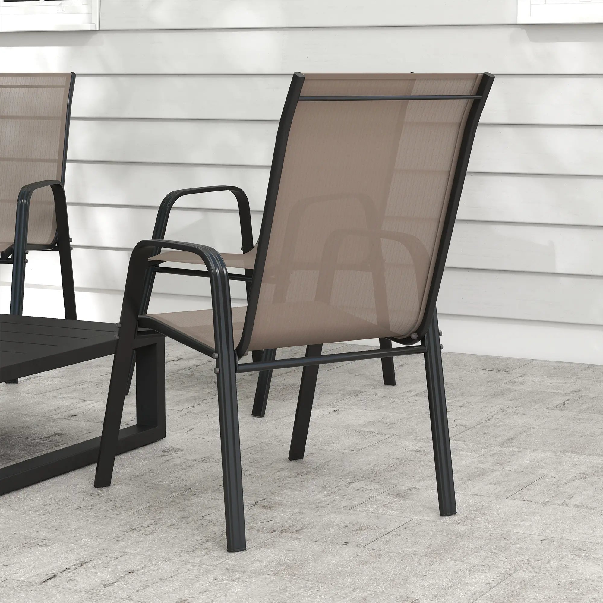 Outdoor Dining Chairs Set of 4, Heavy Duty Stackable, Grey Patio Chairs at Gallery Canada