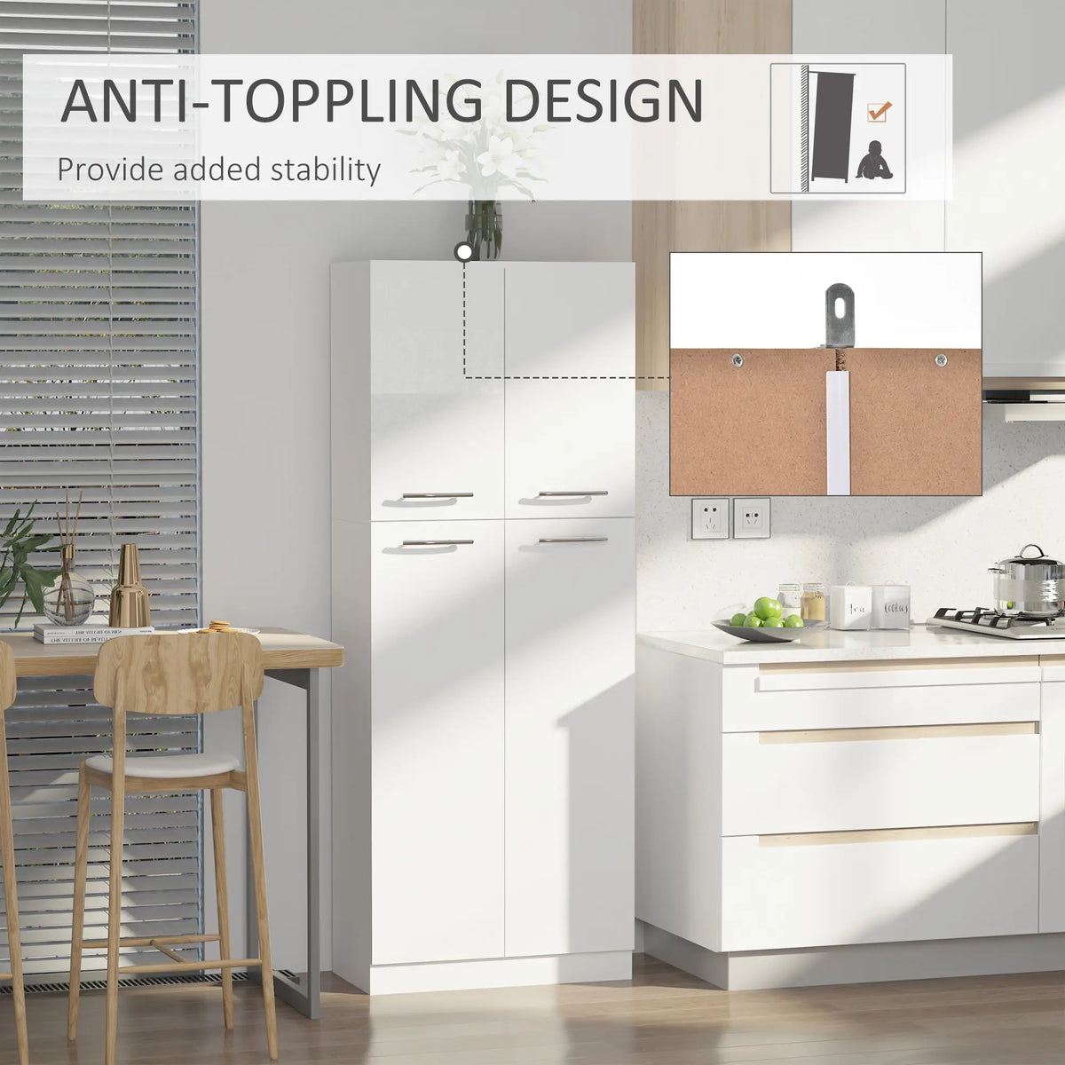 61" Pantry Cabinet, Kitchen Pantry Storage Cabinet with 2 Doors and Adjustable Shelves, Freestanding Storage Cabinet Kitchen Pantry Cabinets at Gallery Canada