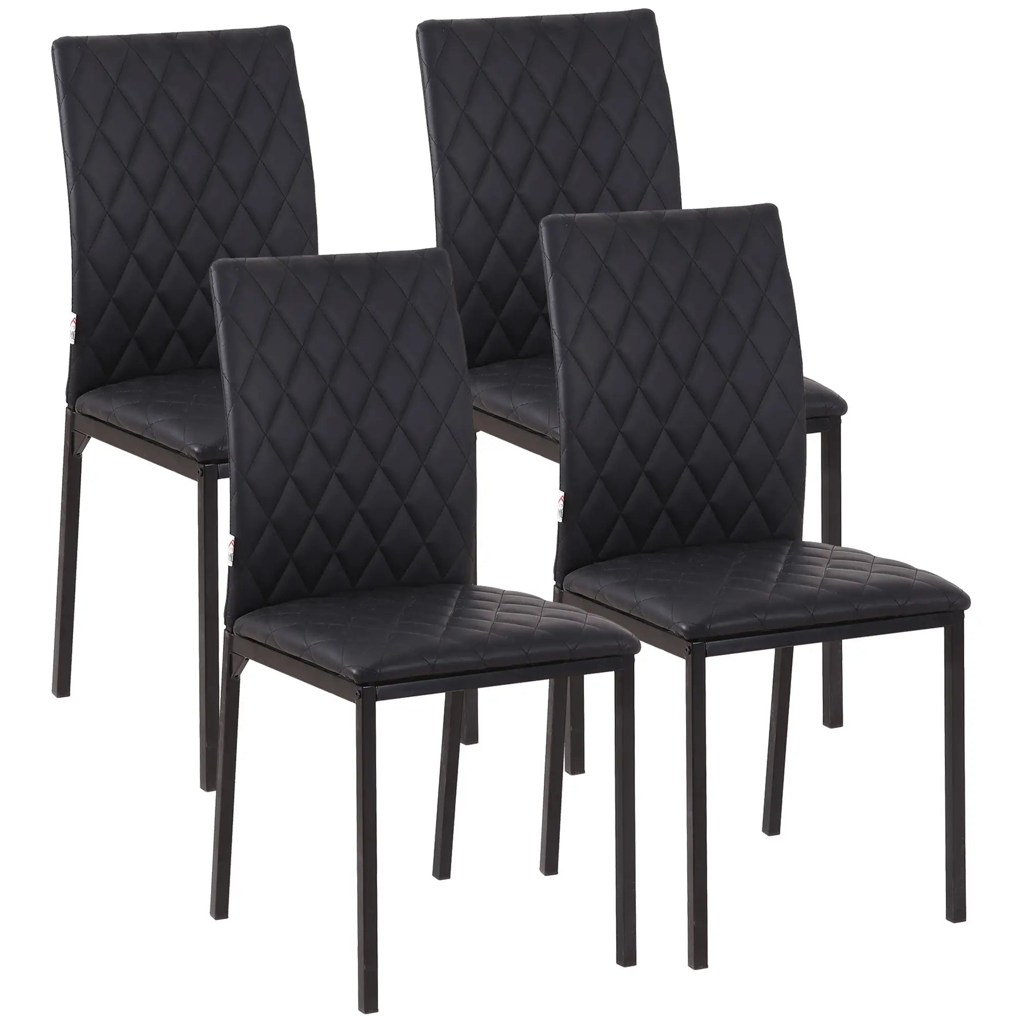 Modern Dining Chairs Set of 4, Upholstered Faux Leather, Black Bar Stools Black at Gallery Canada