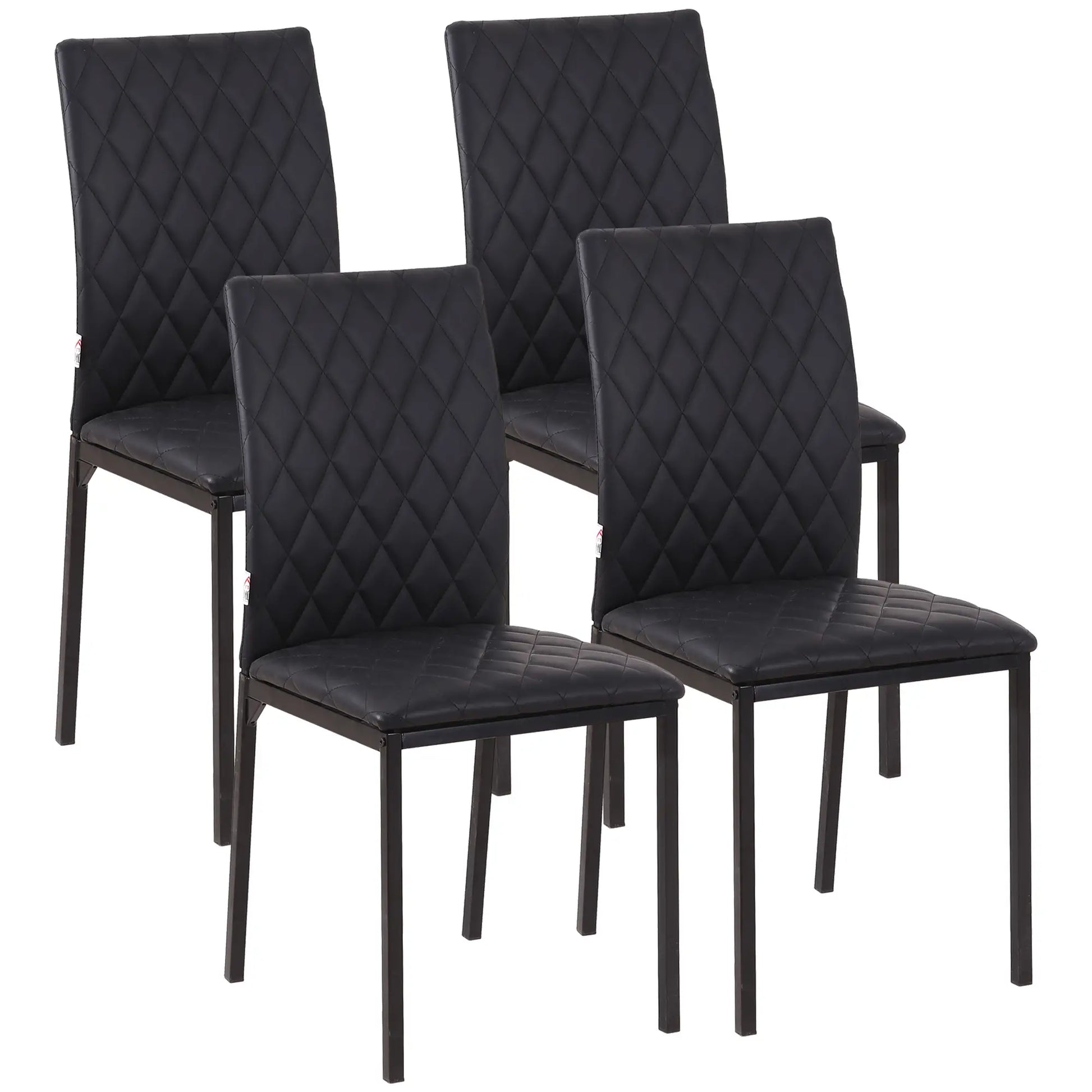 Modern Dining Chairs Set of 4, Upholstered Faux Leather, Black Bar Stools Black at Gallery Canada