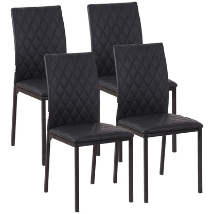 Modern Dining Chairs Set of 4, Upholstered Faux Leather, Black Bar Stools Black at Gallery Canada
