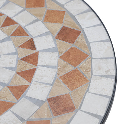 23.5" Round Mosaic Patio Table, Metal Outdoor Coffee Table, Ceramic Top Patio Side Tables at Gallery Canada