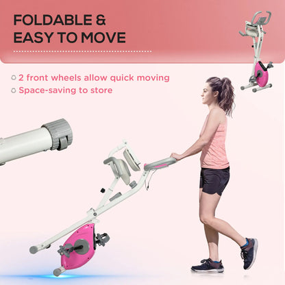 Foldable Magnetic Exercise Bike, 8 Level Resistance, Pink Exercise & Stationary Bikes at Gallery Canada