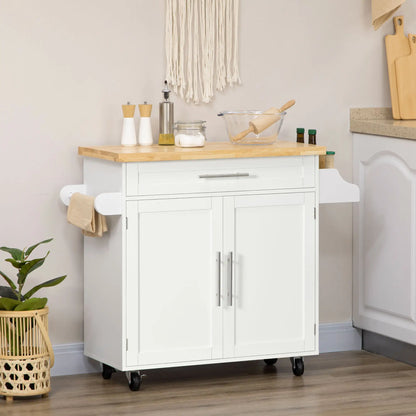 Kitchen Island with Storage, Adjustable Shelf, Drawer, Spice Rack, White Kitchen Islands & Kitchen Carts at Gallery Canada