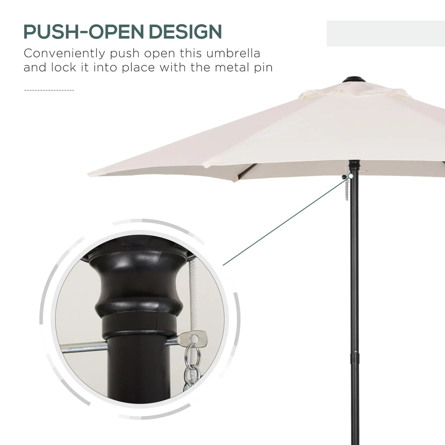 6.6FT Outdoor Patio Umbrella, 6 Solid Ribs, Cream White Patio Umbrellas at Gallery Canada