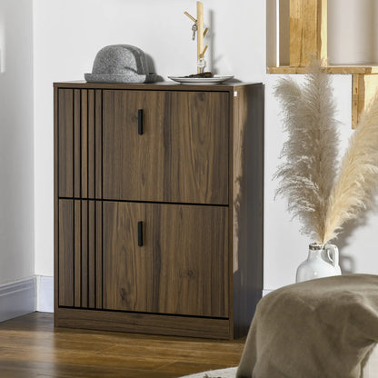 Shoe Storage Cabinet, 12 Pairs, 2 Flip Drawers, Adjustable Shelves, Walnut Shoe Storage Cabinets & Racks at Gallery Canada