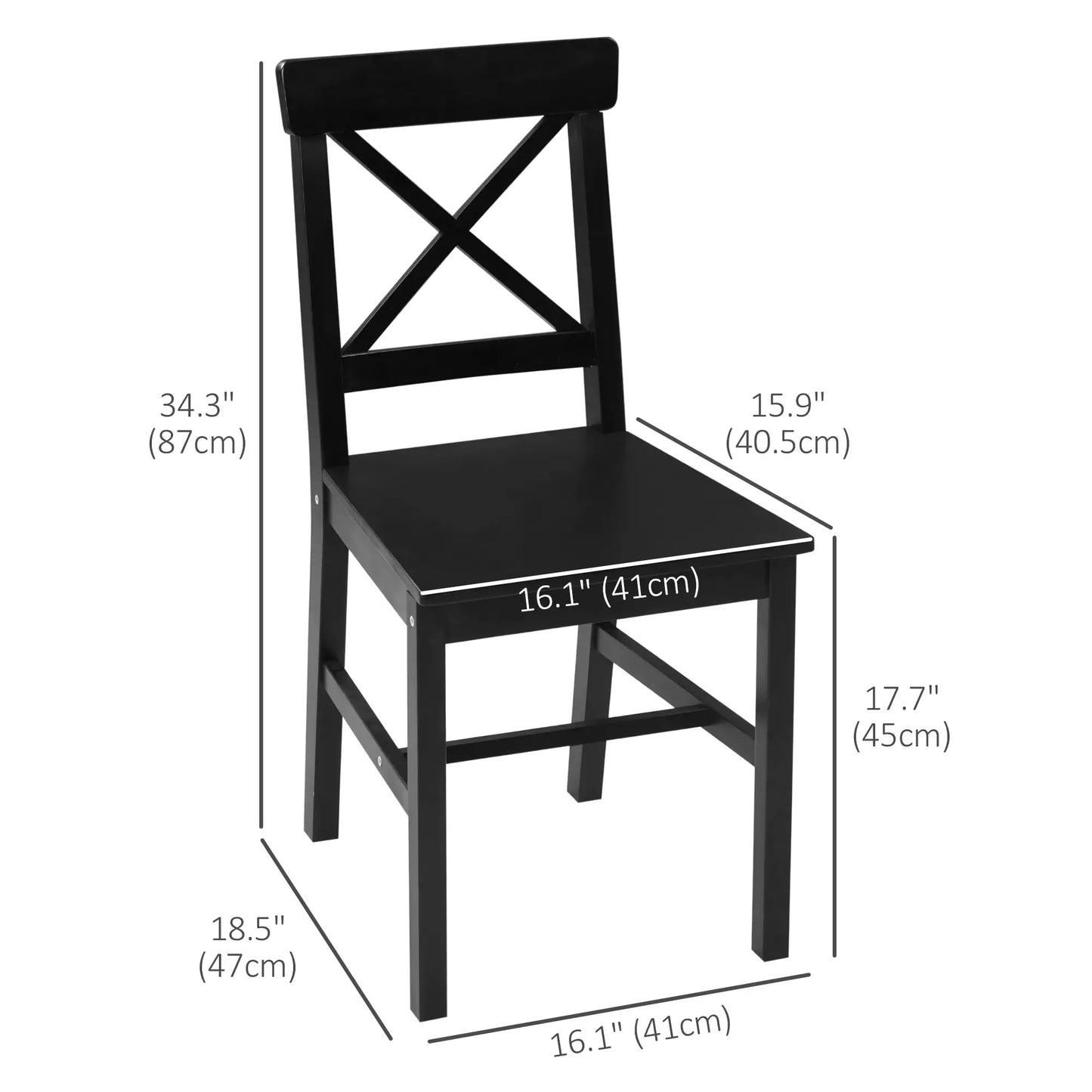 Farmhouse Wooden Dining Chairs, Set of 4, Cross Back, Black Bar Stools at Gallery Canada
