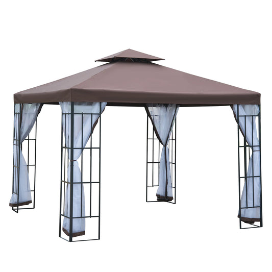 10'x10' Garden Gazebo, Patio Canopy, Mosquito Netting, Coffee Gazebos Coffee, Charcoal Grey at Gallery Canada