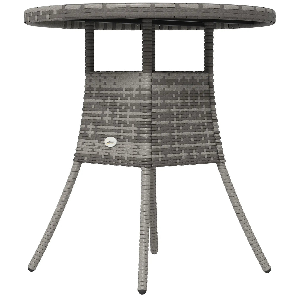 27.5" Outdoor Wicker Dining Table, PE Rattan Patio Furniture, Grey Patio Dining Tables Grey at Gallery Canada