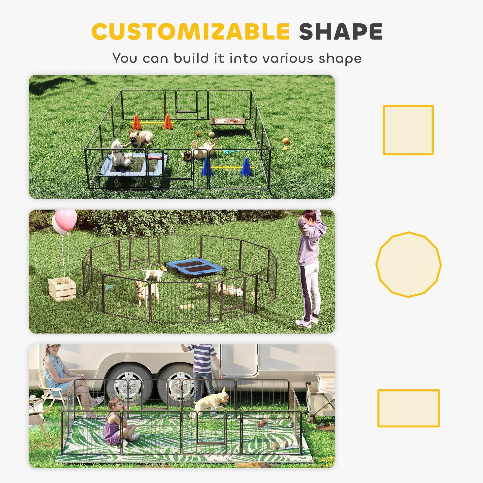 31.5"W Metal Dog Playpen, 23.5"H, 12 Panels, Indoor Outdoor Pet Fence Houses, Kennels & Pens at Gallery Canada