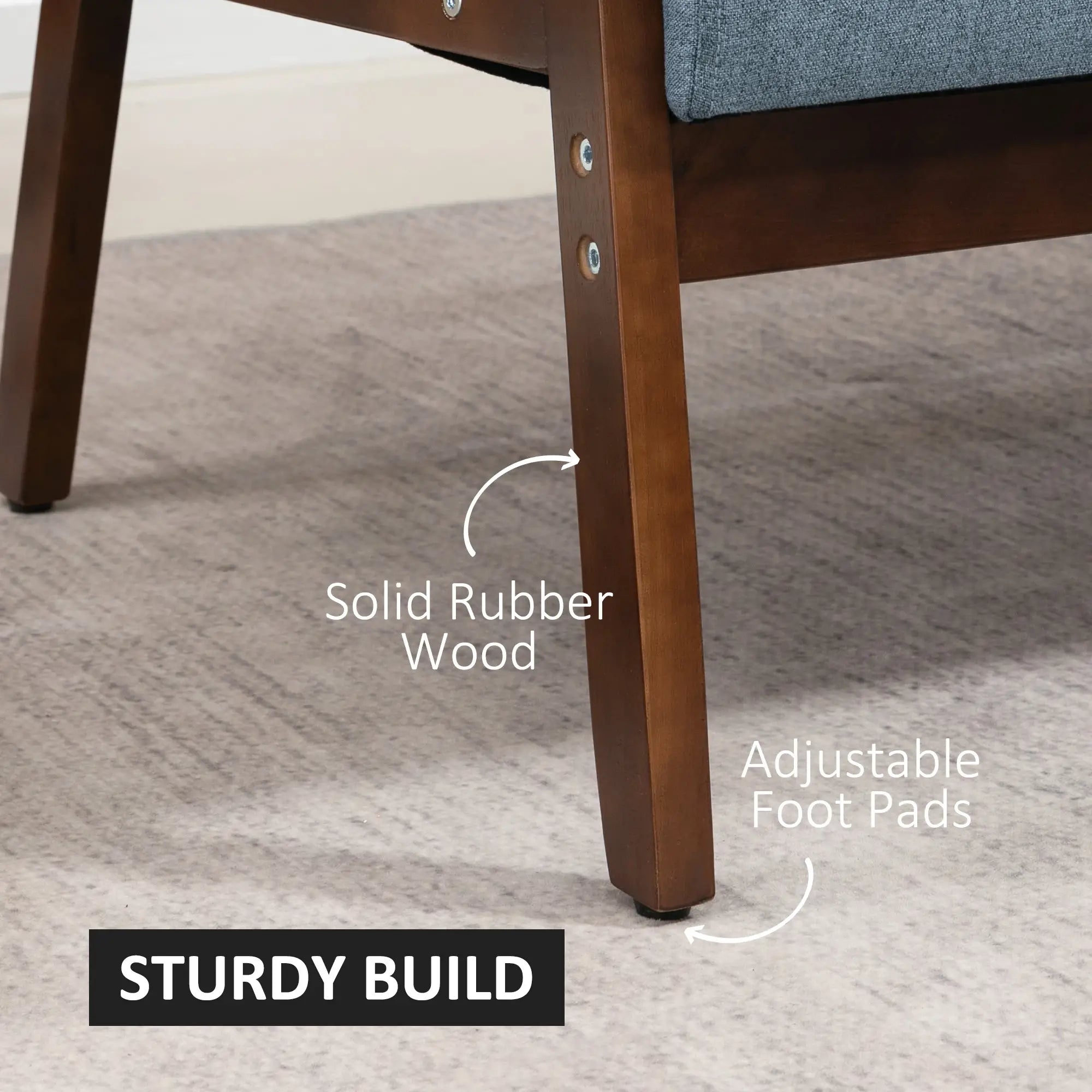 Compact Loveseat Sofa, Linen Fabric, Double Seat, Rubber Wood Legs, Blue 2-Seater Sofas at Gallery Canada