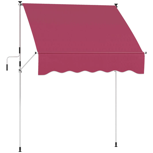 6.6'x5' Manual Retractable Patio Awning, Water Resistant, UV Protector, Wine Red Patio Awnings Wine Red at Gallery Canada