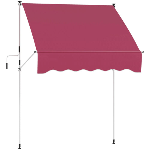 6.6'x5' Manual Retractable Patio Awning, Water Resistant, UV Protector, Wine Red
