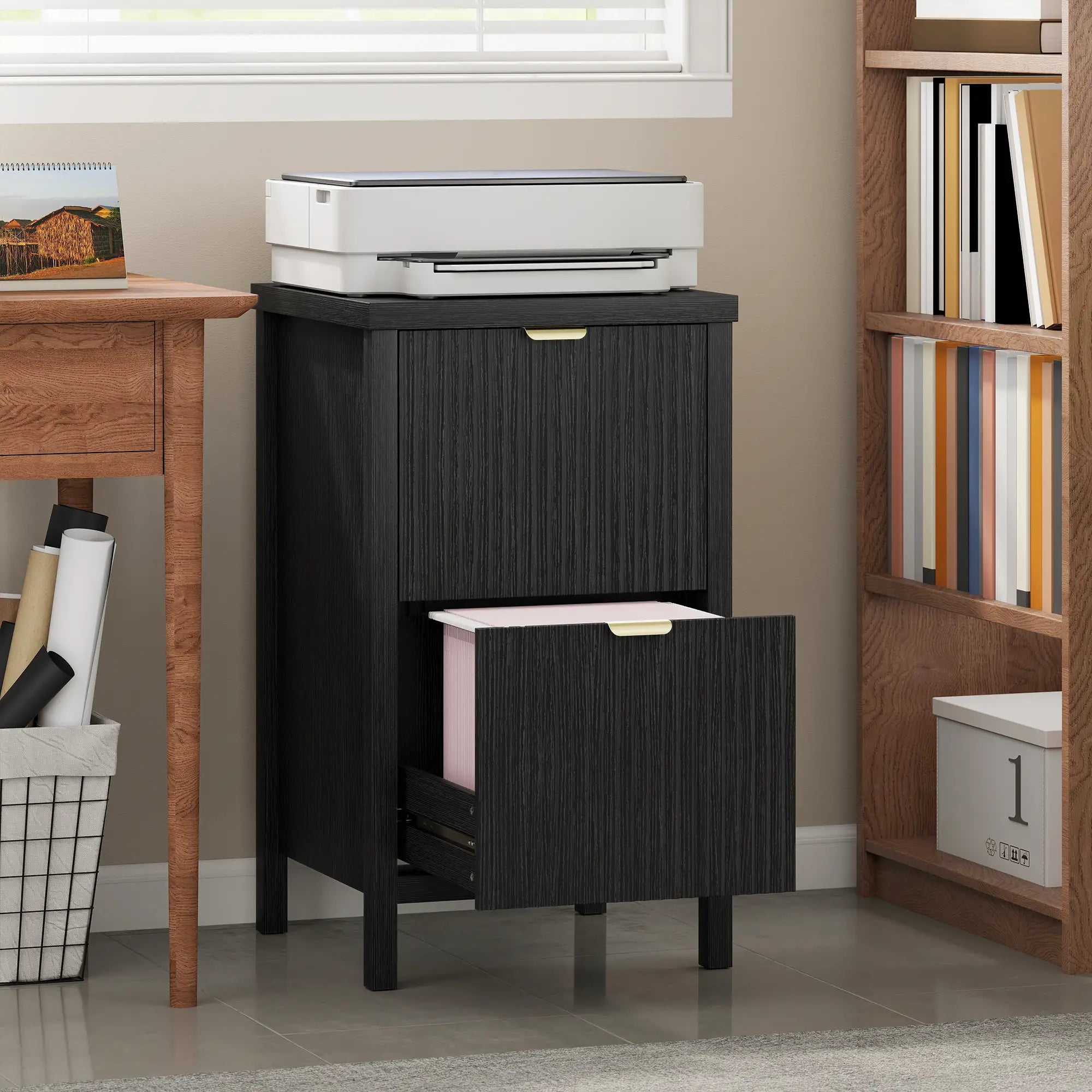 2-Drawer File Cabinet, Vertical With Silent Slides, Black Office Cabinets & Cupboards at Gallery Canada