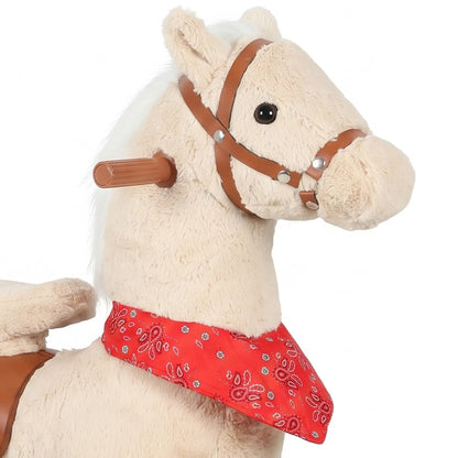 Kids Ride On Horse Toy, Plush Pony, Light Brown