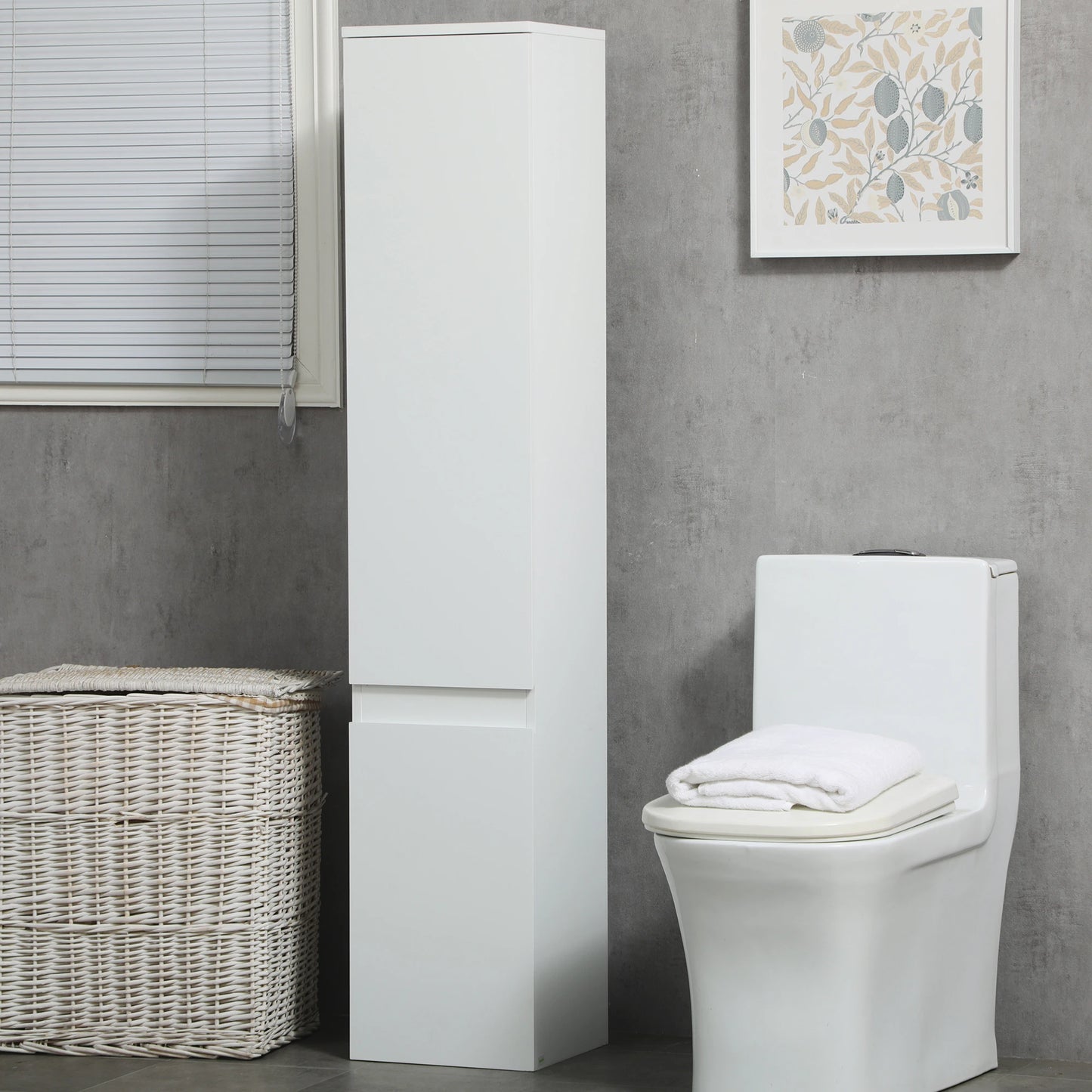 Tall Bathroom Cabinet, Adjustable Shelves, 11.8" x 11" x 6", White Bathroom Cabinets at Gallery Canada