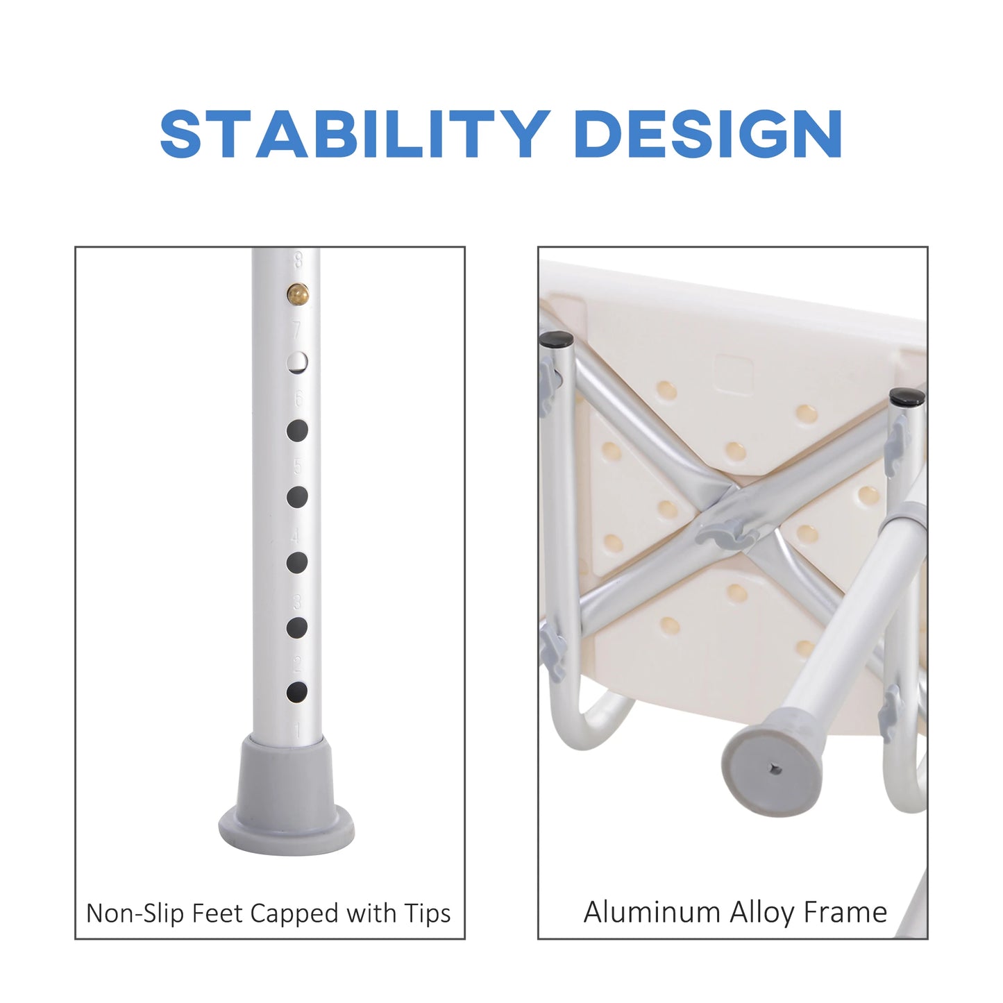 Adjustable Height Bath Chair, Non-Slip Shower Stool, White Bath Chairs at Gallery Canada