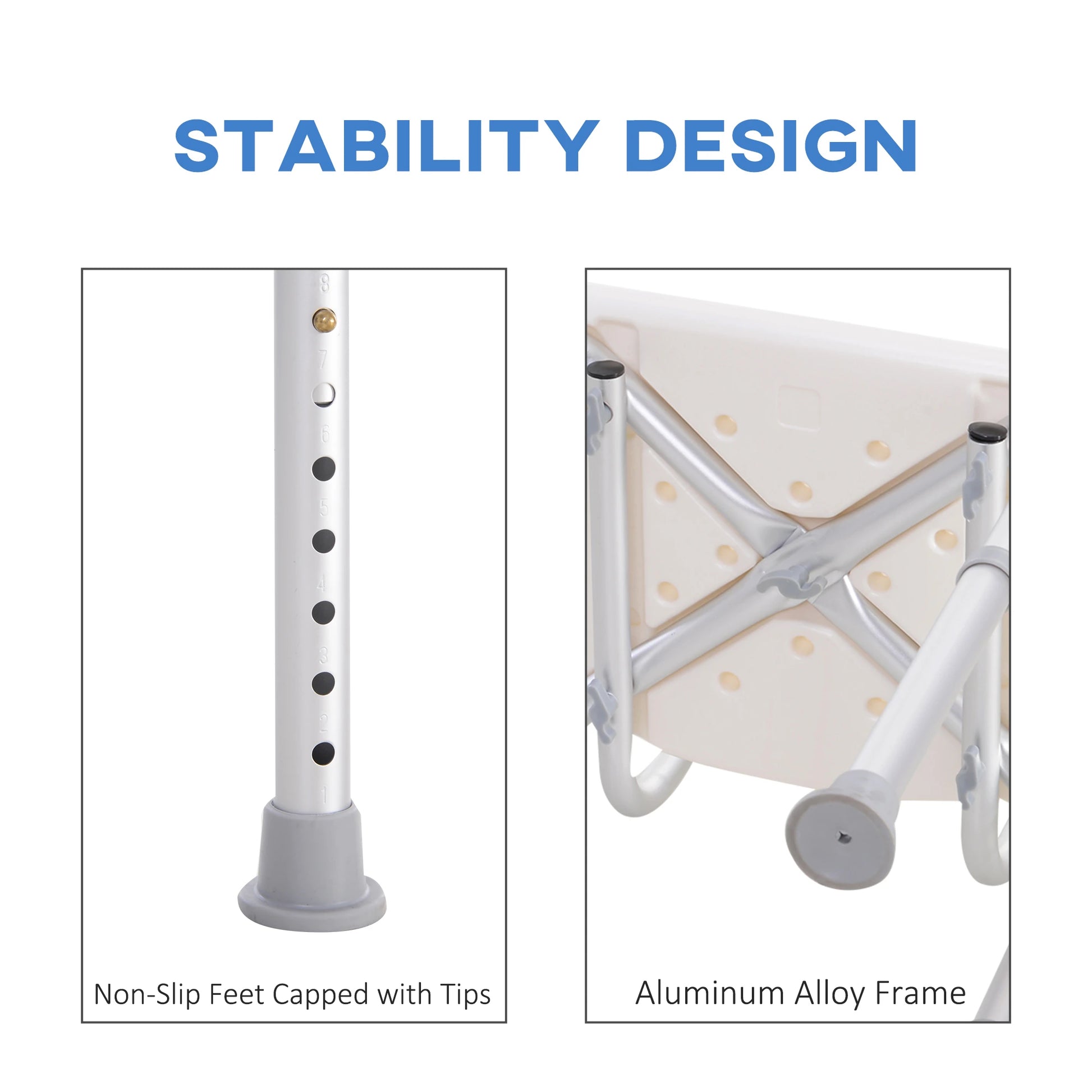 Adjustable Height Bath Chair, Non-Slip Shower Stool, White Bath Chairs at Gallery Canada