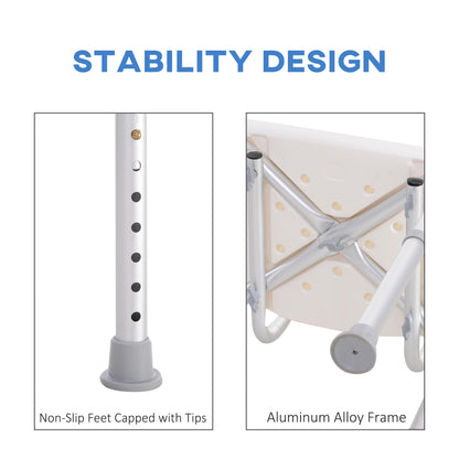 Adjustable Height Bath Chair, Non-Slip Shower Stool, White Bath Chairs at Gallery Canada