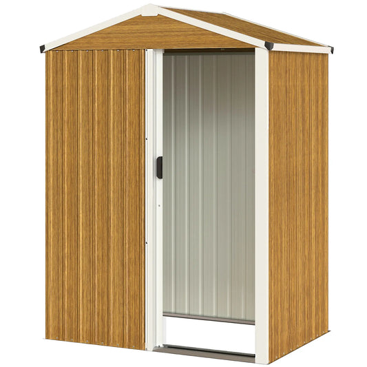 4.5 x 3ft Metal Garden Shed, Waterproof Outdoor Storage, Lockable Door Sheds Wood Grain at Gallery Canada