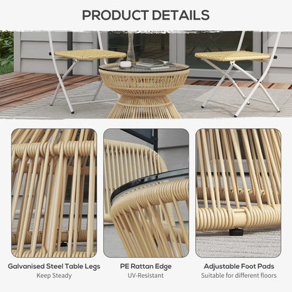 Rattan Outdoor Coffee Table, Tempered Glass Top, Steel Frame, Wicker Furniture Patio Side Tables at Gallery Canada