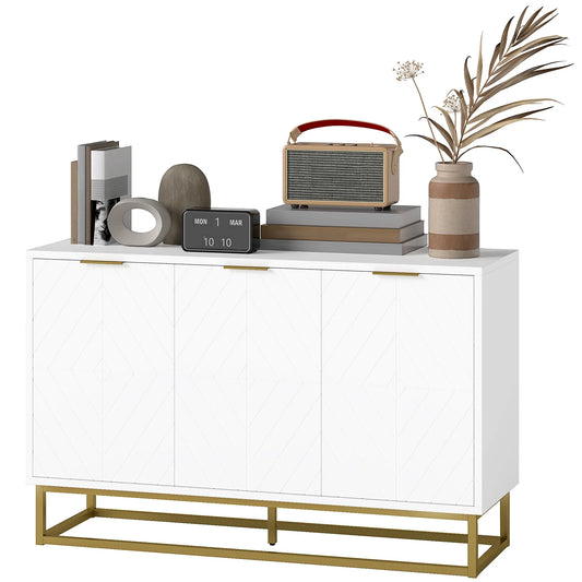 Sideboard Storage Cabinet, 3 Doors, Adjustable Shelves, White Kitchen Pantry Cabinets White at Gallery Canada