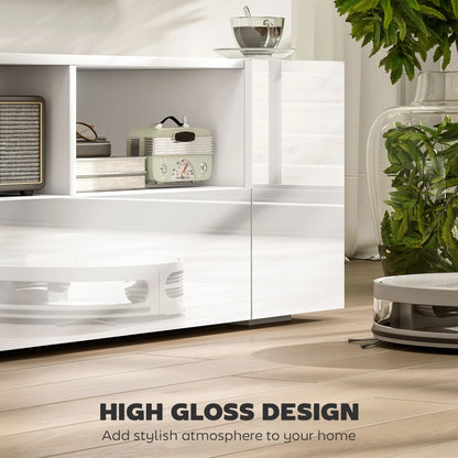 TV Stand for 60" TVs, LED Lights, Storage Shelves, 53.9" x 13.8" x 16.5", White TV Stands at Gallery Canada