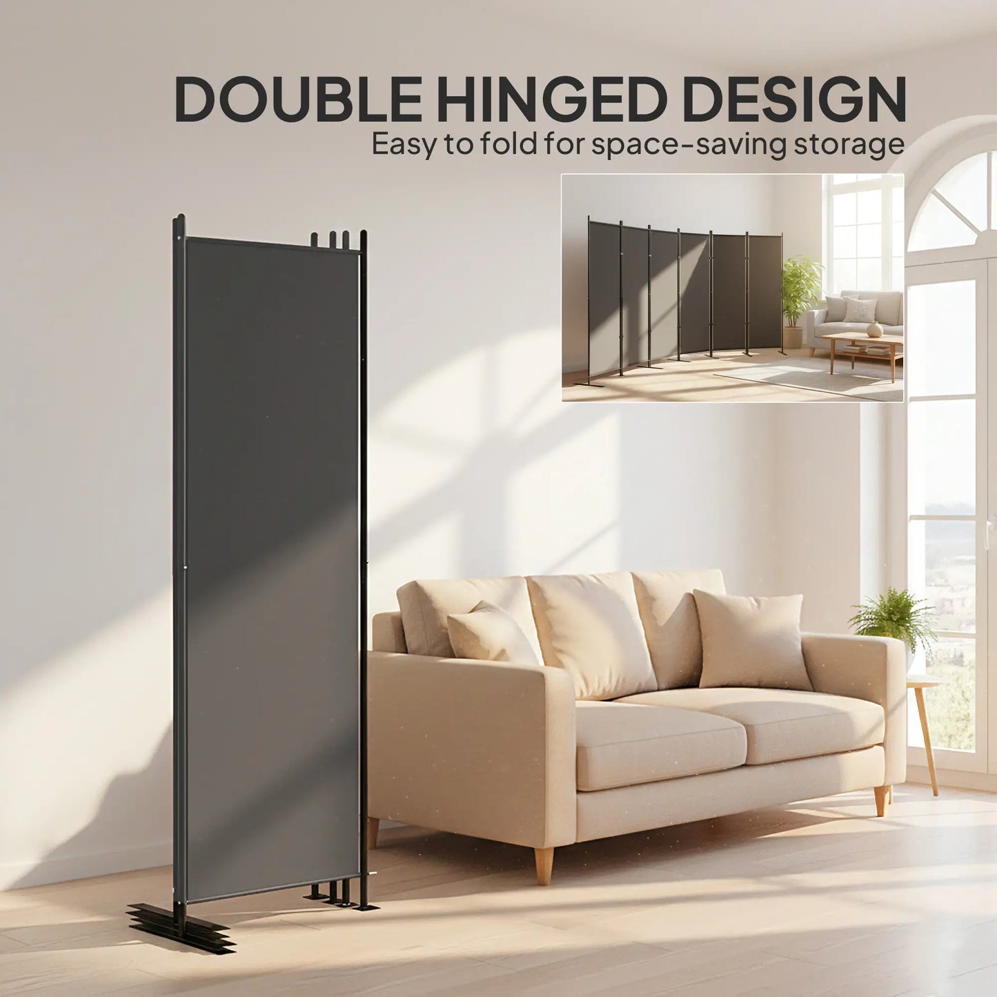 6 Ft Room Divider, Folding Privacy Screen, Charcoal Grey Room Dividers at Gallery Canada