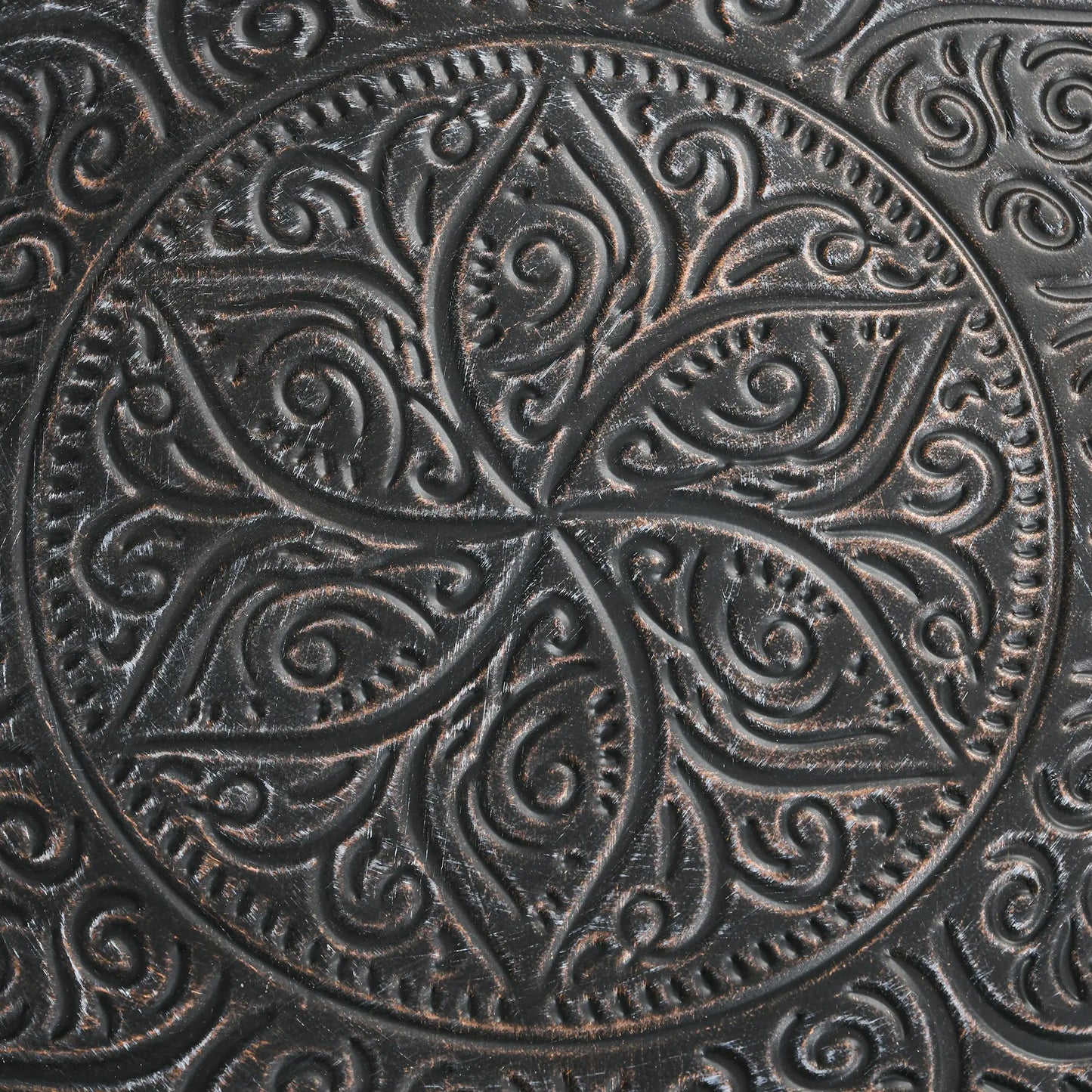 Vintage Coffee Table, 24" Round, Hammered Tray Top, Metal Frame, Pewter Coffee Tables at Gallery Canada