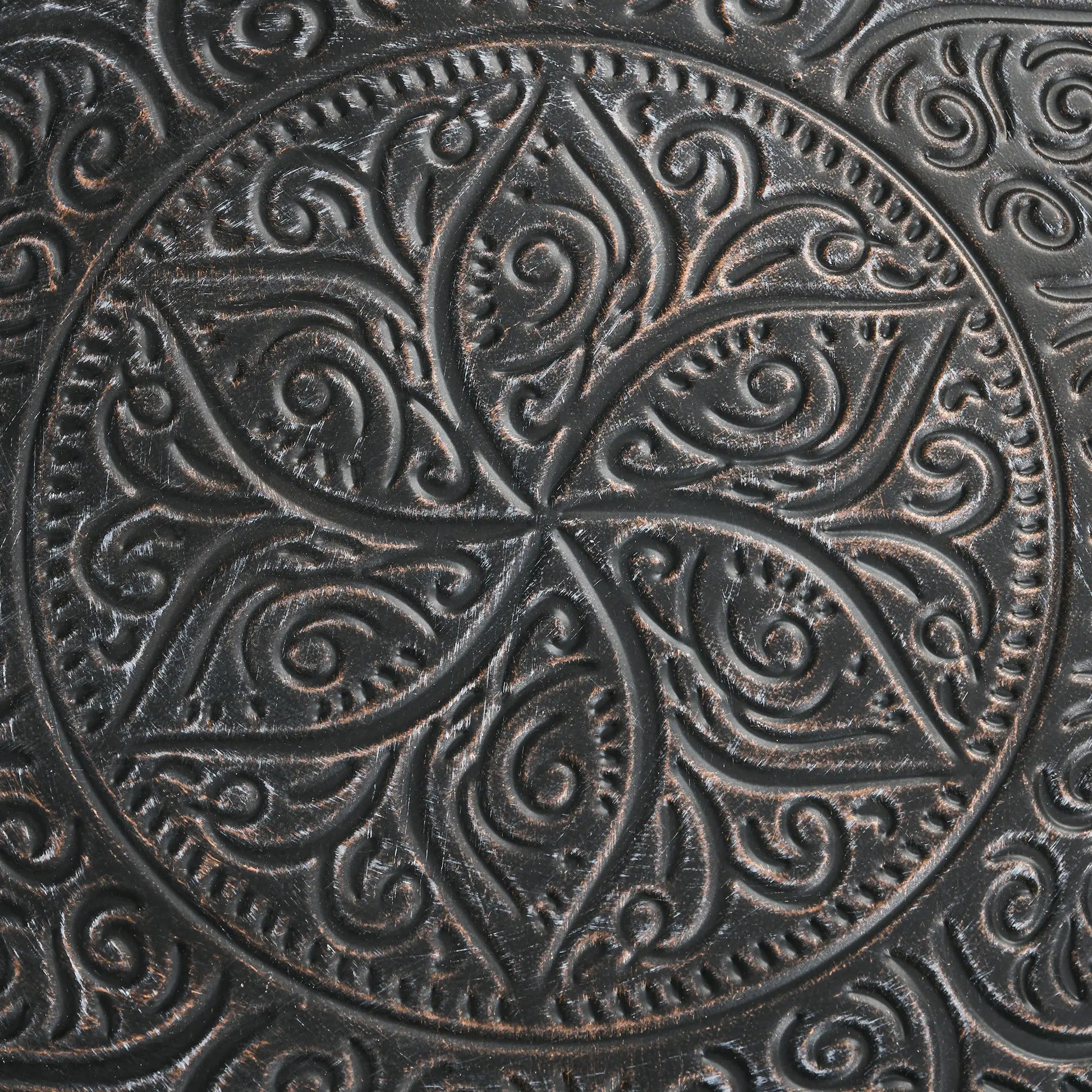 Vintage Coffee Table, 24" Round, Hammered Tray Top, Metal Frame, Pewter Coffee Tables at Gallery Canada
