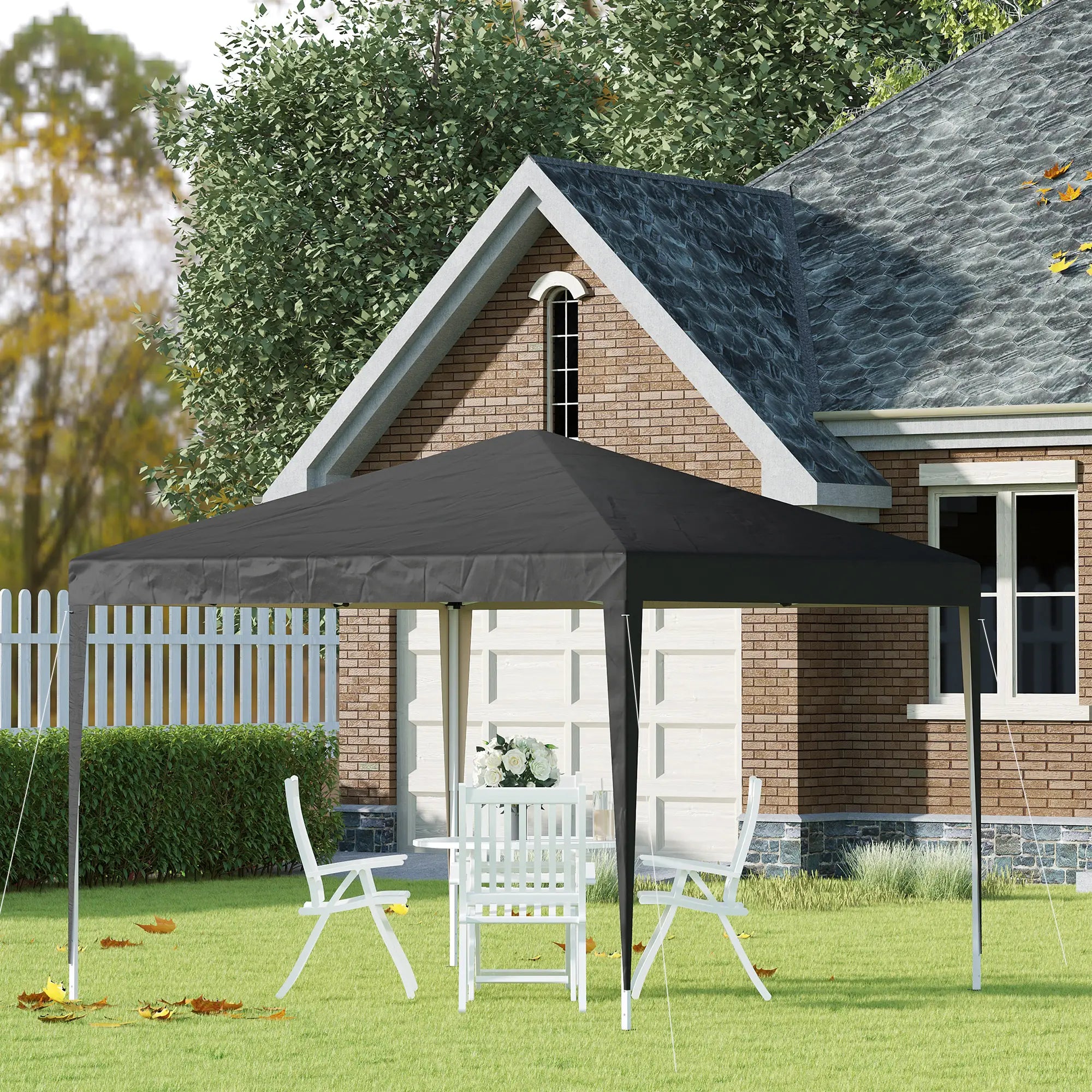 10 x 10ft Folding Pop Up Tent, Outdoor Gazebo Canopy, Black Pop Up Canopies at Gallery Canada
