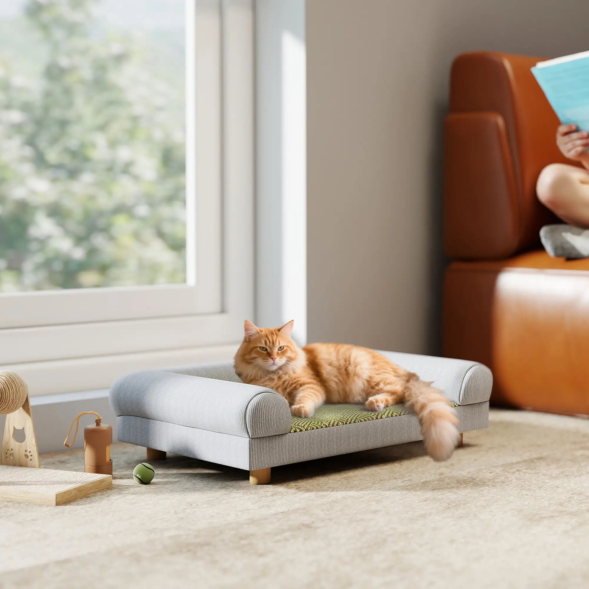 Pet Sofa, Dog Couch Bed for Small Dogs, Elevated with Solid Feet, Grey Dog Sofas at Gallery Canada