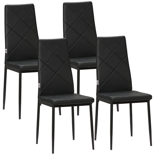 Dining Chairs Set of 4, Modern Accent Chair with High Back, Upholstery Faux Leather and Steel Legs for Living Room, Kitchen, Black at Gallery Canada