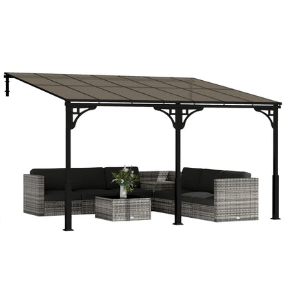 13' x 10' Lean To Gazebo, Hardtop Wall Mounted Pergola, Polycarbonate Roof, Metal-Aluminium Frame Pergolas at Gallery Canada