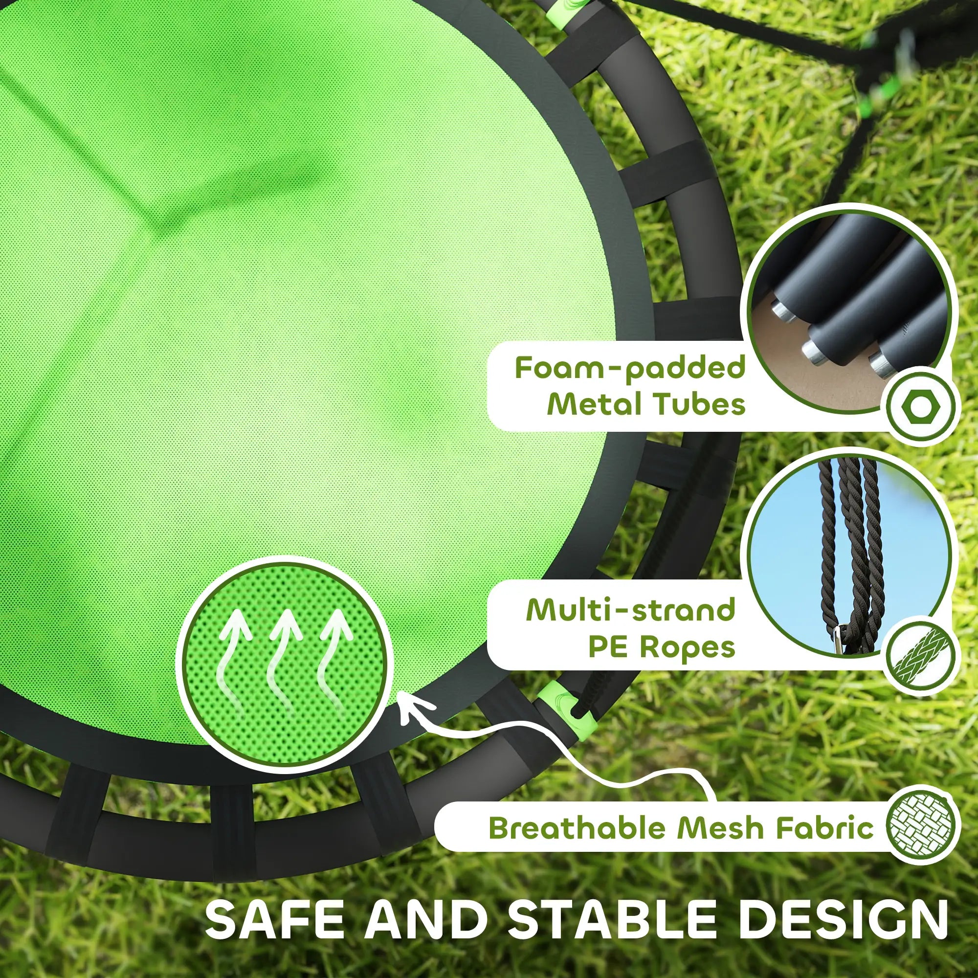 39 Inch Saucer Tree Swing, Adjustable Ropes, Outdoor, Green Gym Sets & Swings at Gallery Canada