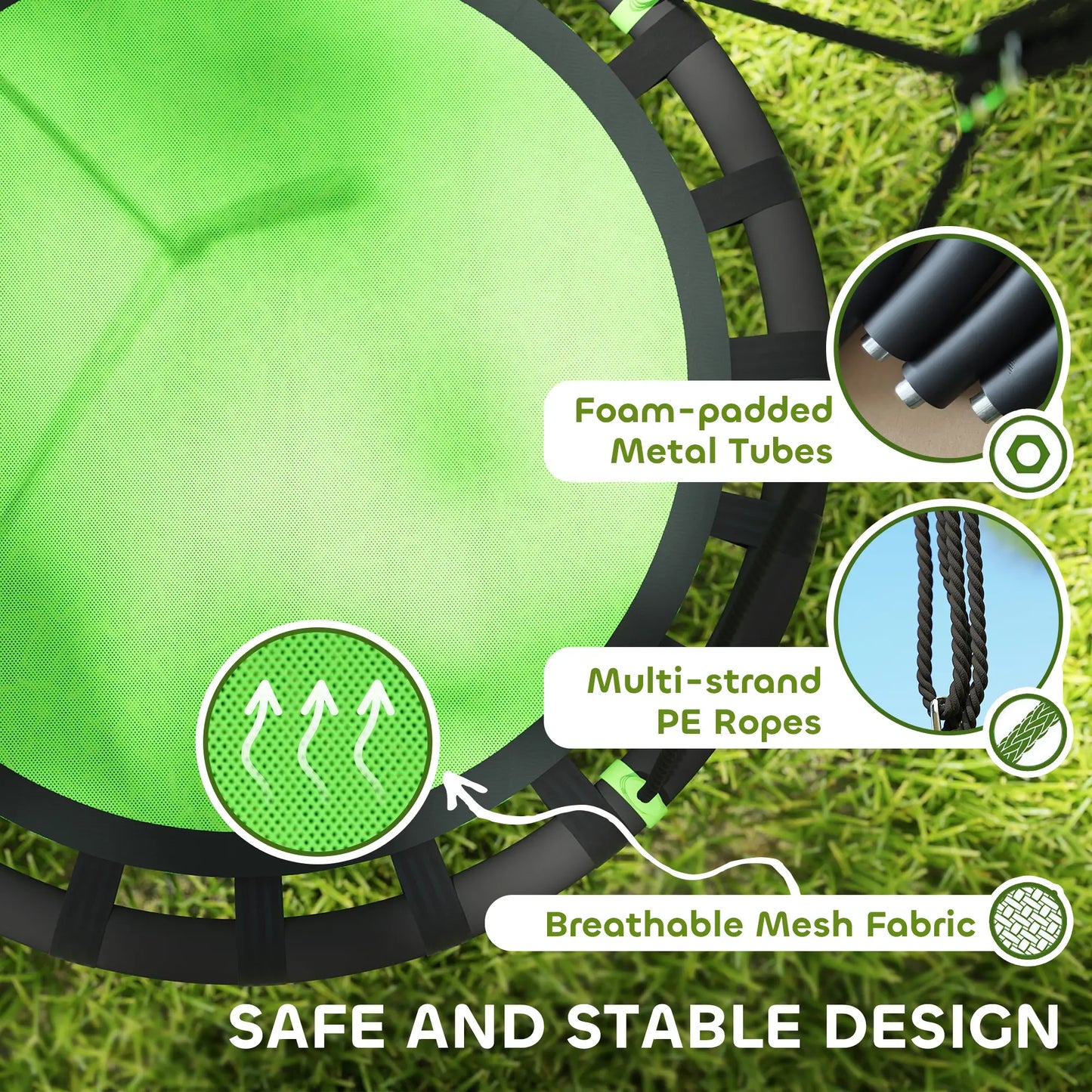 39 Inch Saucer Tree Swing, Adjustable Ropes, Outdoor, Green Gym Sets & Swings at Gallery Canada