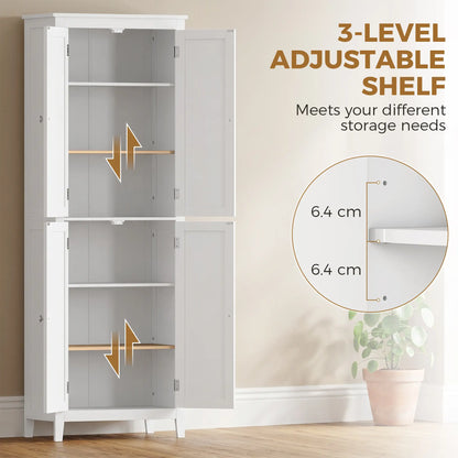 67" Tall Bathroom Storage Cabinet, Freestanding Narrow with Adjustable Shelves