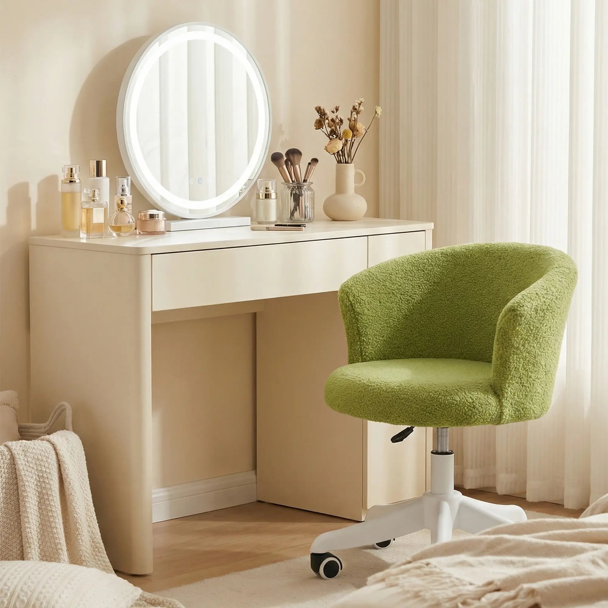 Armless Office Chair, Adjustable Height, Swivel Wheels, Mid Back, Light Green Task Chairs at Gallery Canada