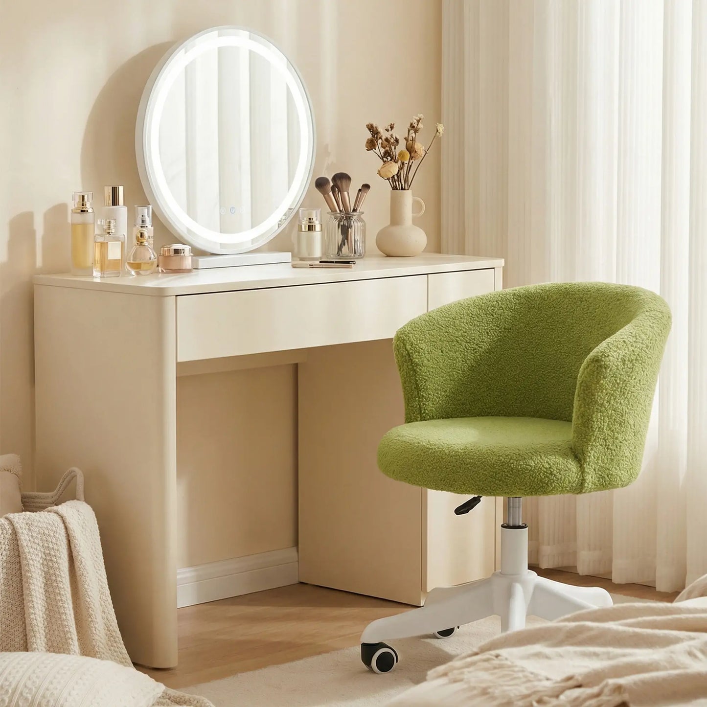 Armless Office Chair, Adjustable Height, Swivel Wheels, Mid Back, Light Green Task Chairs at Gallery Canada