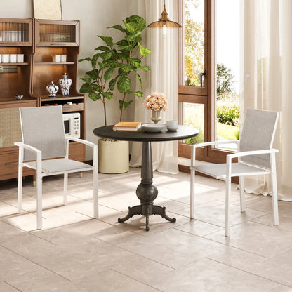 Stackable Patio Dining Chairs, Set of 2, Light Grey Patio Chairs at Gallery Canada