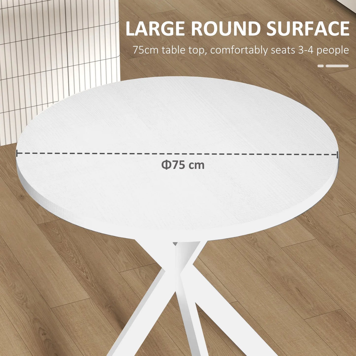 29" Round Dining Table, Steel Legs, White Dining Tables at Gallery Canada