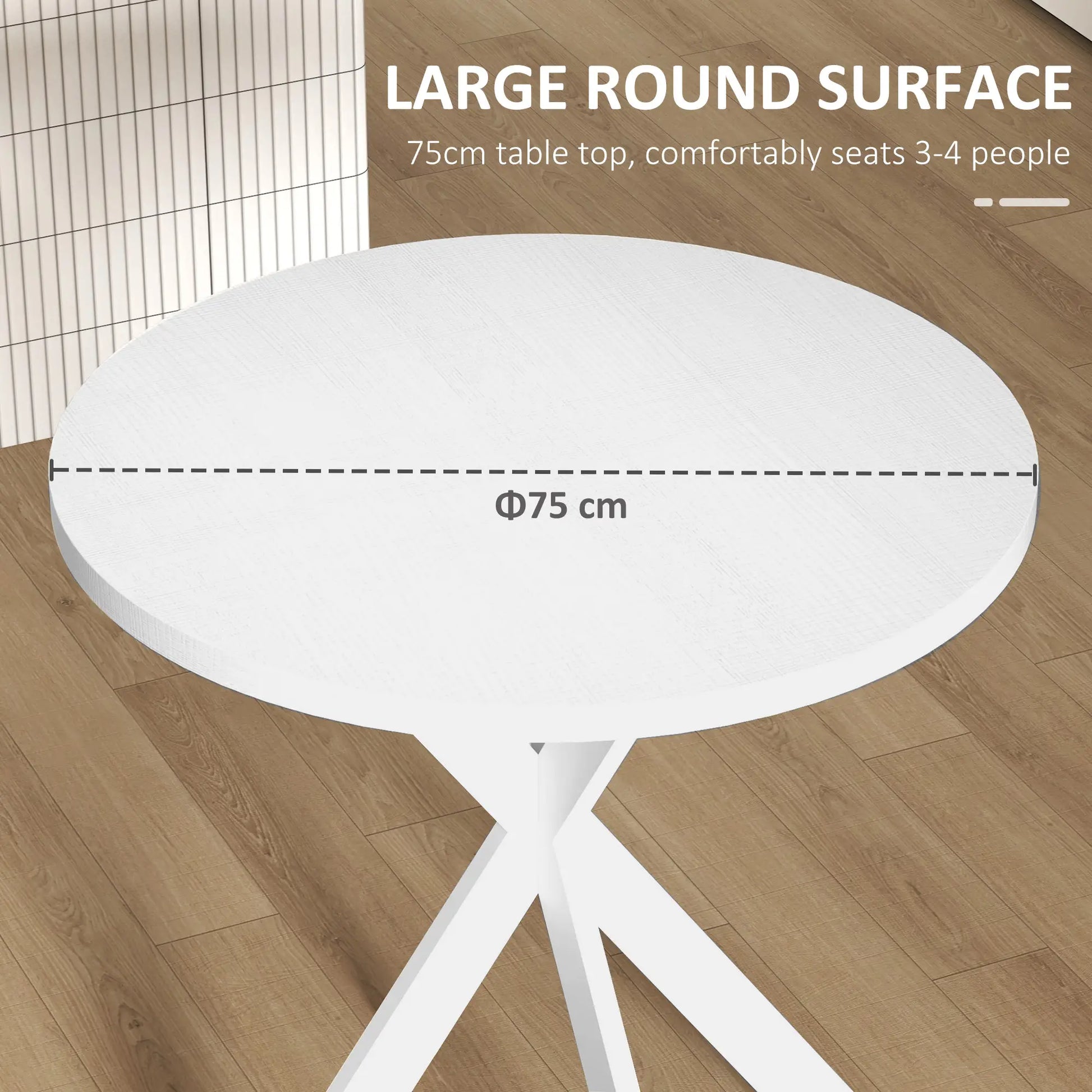 29" Round Dining Table, Steel Legs, White Dining Tables at Gallery Canada